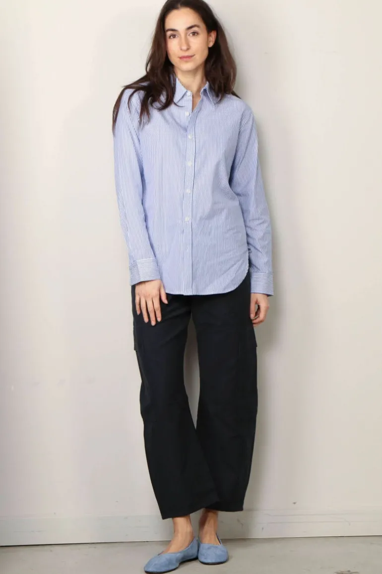 Tibi Blouse - Striped shirting charlie men's slim shirt - Blue stripe multi