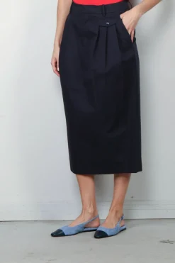 Tibi Broek - Bio Twill Triple Pleat Skirt - Dark Navy