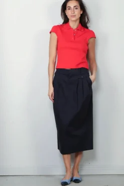 Tibi Broek - Bio Twill Triple Pleat Skirt - Dark Navy