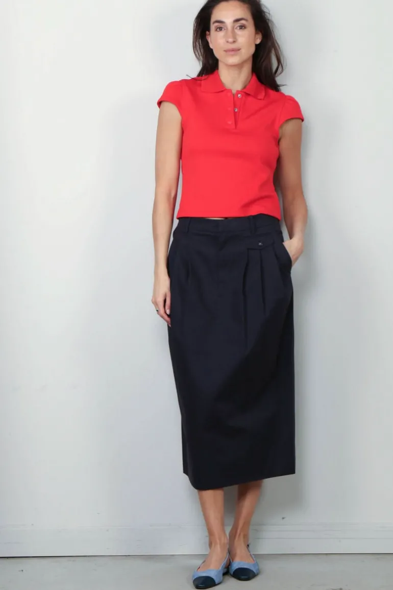 Tibi Broek - Bio Twill Triple Pleat Skirt - Dark Navy