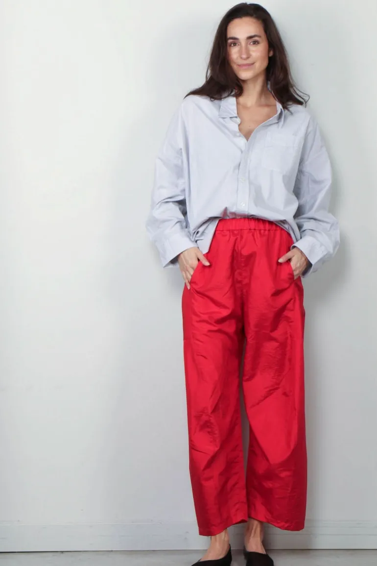 Tibi Broek - Crispy Nylon Winslow Pant - Red