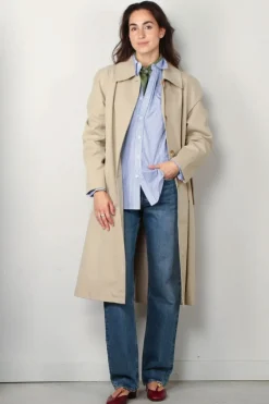 Tibi Blouse - Striped shirting charlie men's slim shirt - Blue stripe multi