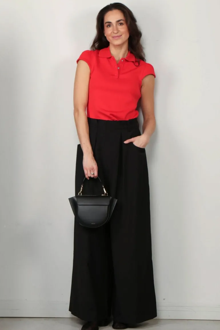 Tibi Broek - Tropical Wool Walker Wide Leg Pant - Black