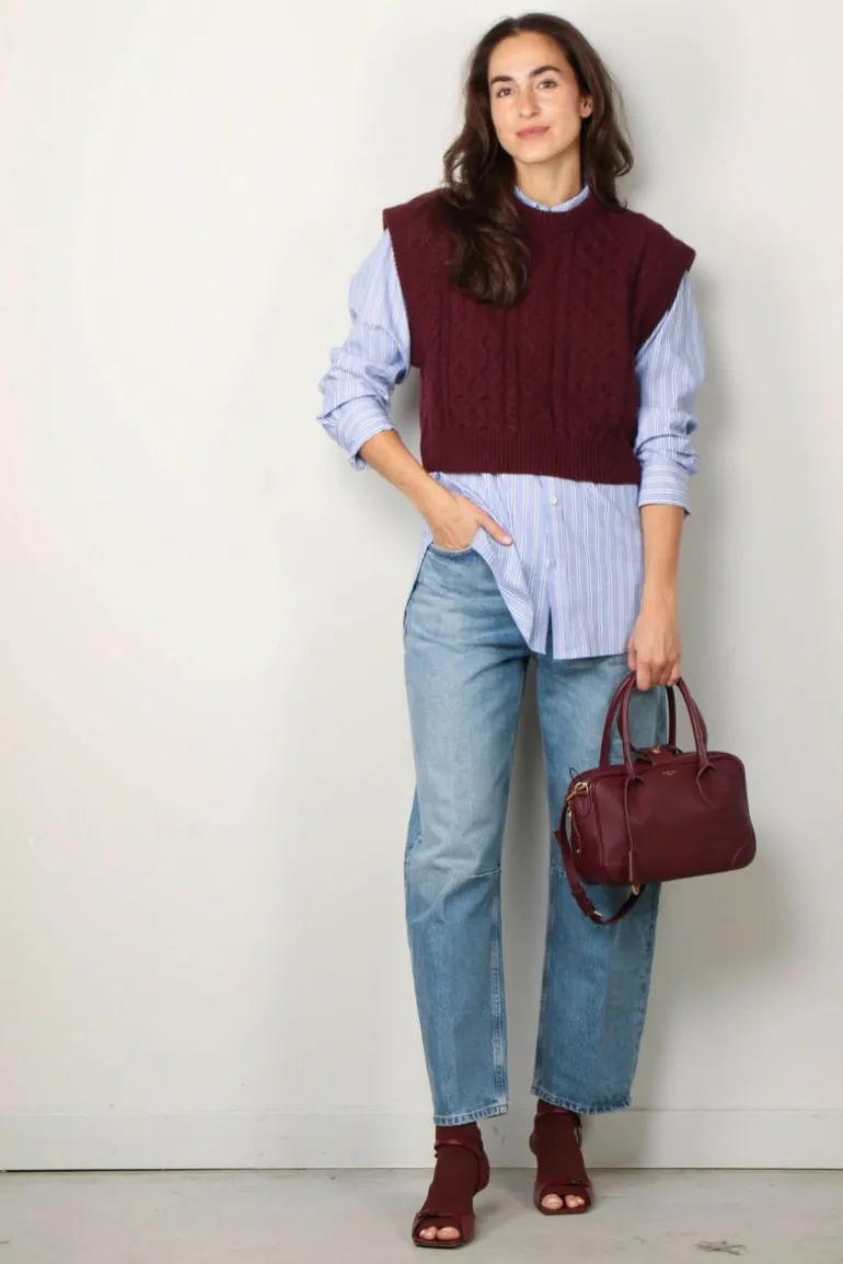 Tibi Blouse - Striped shirting charlie men's slim shirt - Blue multi