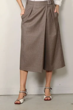 Tibi Culotte - Thomas Menswear Check Wrap Culotte - Tan multi