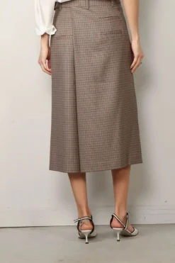 Tibi Culotte - Thomas Menswear Check Wrap Culotte - Tan multi