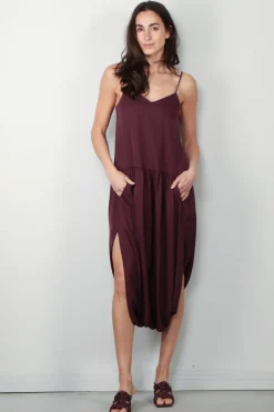 Tibi Jurk - Spring Acetate Strappy Jalouise Dress - Crimson