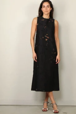 Tibi Jurk - Adelle Fil Coupe Dress - Black