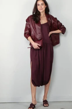 Tibi Jurk - Spring Acetate Strappy Jalouise Dress - Crimson