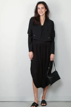 Tibi Jurk - Spring Acetate Strappy Jalouise Dress - Black