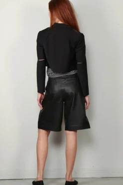 Tibi Jack - Tropical Wool Cropped Lean DB Shirt Jacket - Black