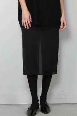 Tibi Rok - Sheer Gauze Maxi Pencil Skirt - Black