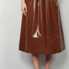 Tibi Rok - Light Weight Stretch Patent Smocking Waistband Ful - Brick