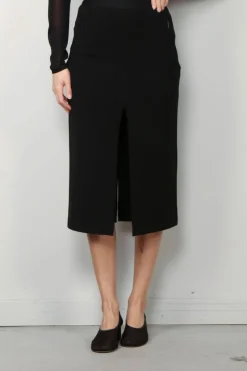 Tibi Rok - Wren Crepe Knit Midi Skirt - Black