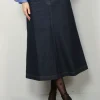 Tibi Rok - Indigo Denim Midi Aline Skirt - Dark denim