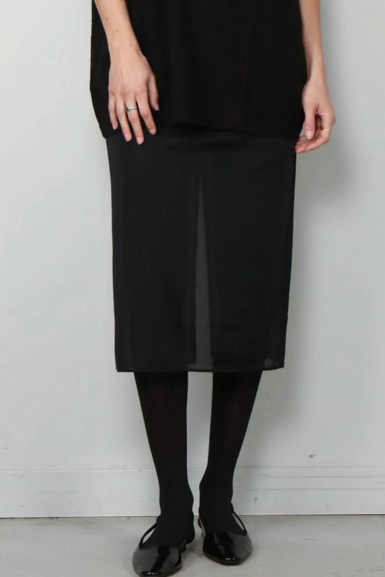 Tibi Rok - Sheer Gauze Maxi Pencil Skirt - Black