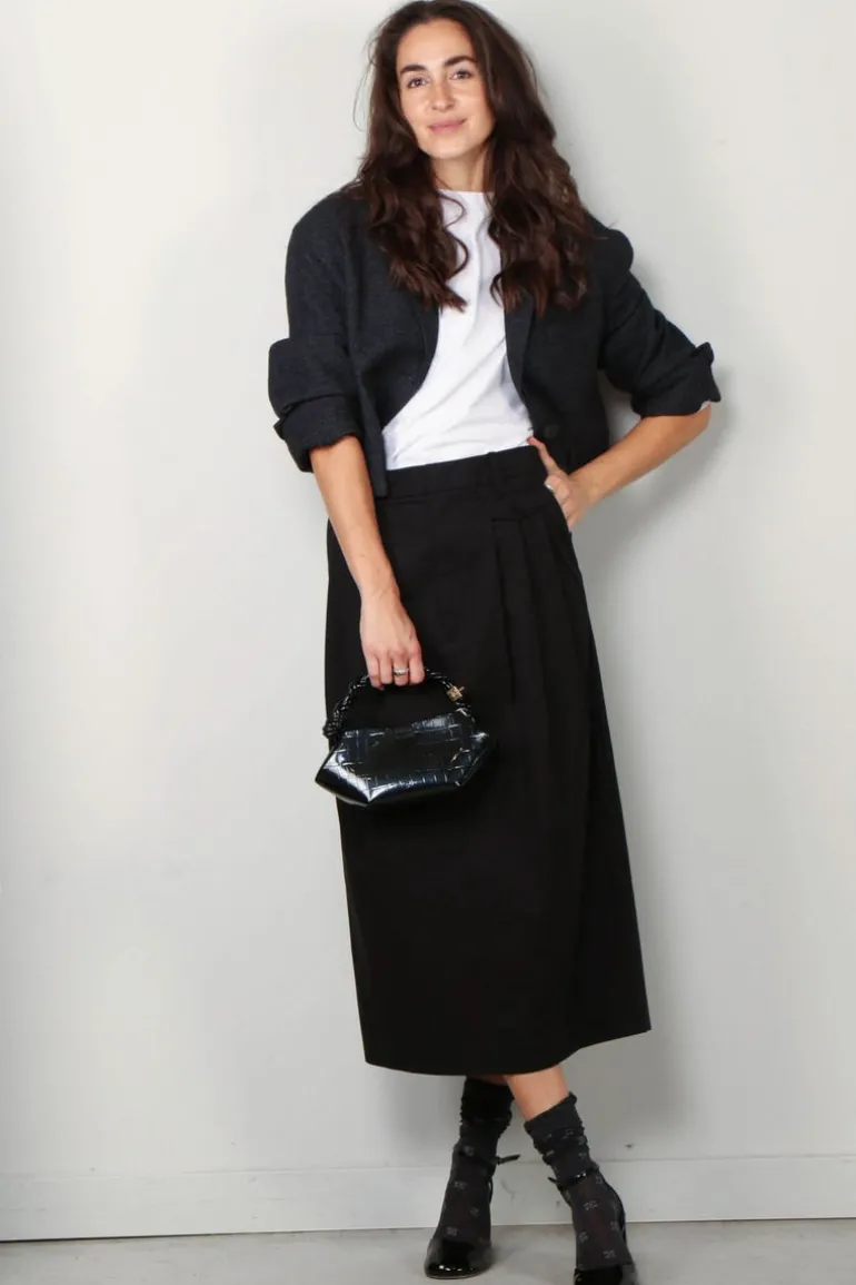 Tibi Rok - Bio Twill Triple Pleat Skirt - Black