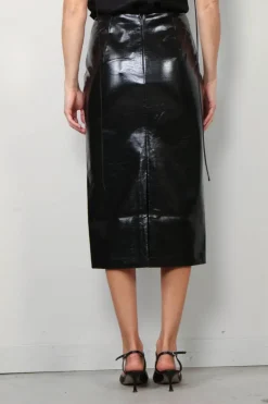 Tibi Rok - Glossed jersey pencil skirt - Black