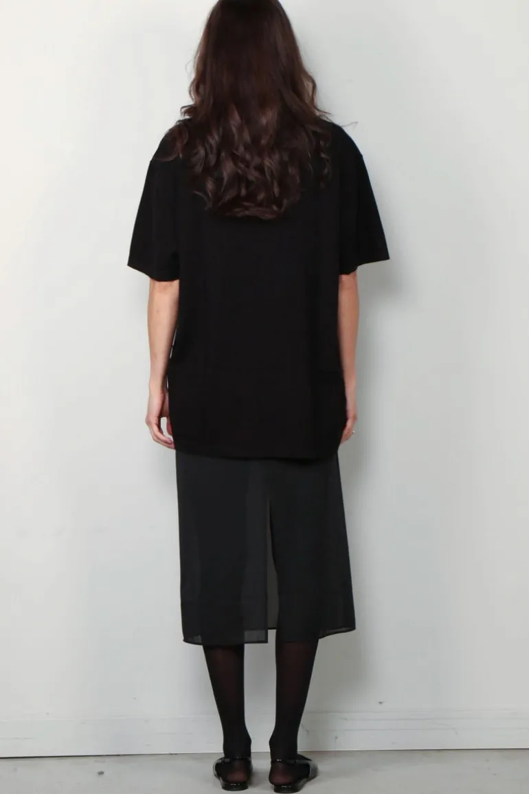 Tibi Rok - Sheer Gauze Maxi Pencil Skirt - Black