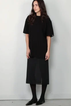 Tibi Rok - Sheer Gauze Maxi Pencil Skirt - Black