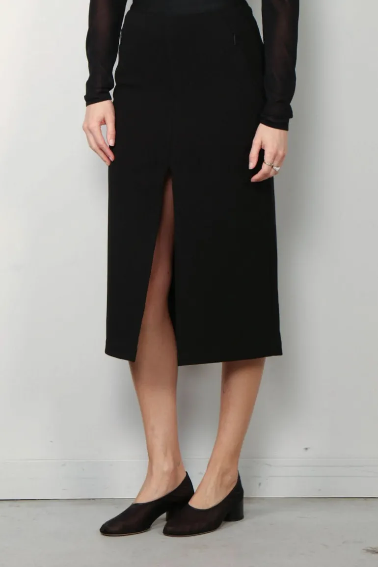 Tibi Rok - Wren Crepe Knit Midi Skirt - Black