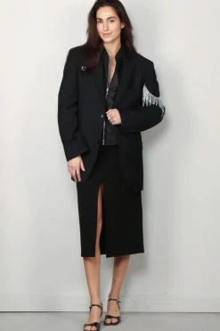 Tibi Rok - Wren Crepe Knit Midi Skirt - Black