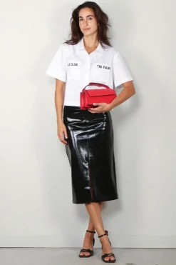 Tibi Rok - Glossed jersey pencil skirt - Black