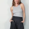 Tibi Top - Circular Fine Rib T Tank - Heather Grey