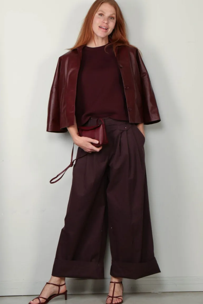 Tibi Top - Bonded Viscose Sculpted Sleeveless Top - Crimson