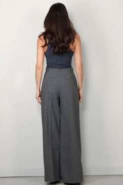 Tibi Top - Circular Fine Rib T Tank - Blue Fog