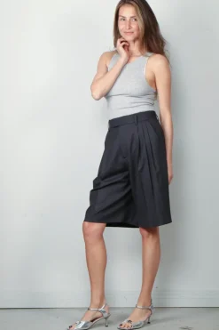 Tibi Top - Circular Fine Rib T Tank - Heather Grey
