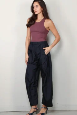 Tibi Top - Circular Fine Rib T Tank - Cinnamon