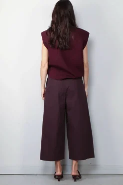 Tibi Top - Bonded Viscose Sculpted Sleeveless Top - Crimson