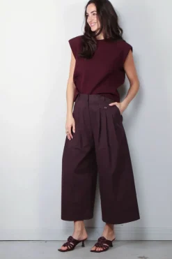 Tibi Top - Bonded Viscose Sculpted Sleeveless Top - Crimson