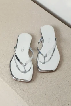 TKEES Slippers - Square Toe Lily Mirror - Chrome