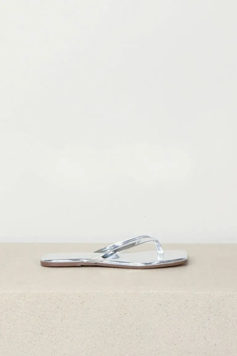 TKEES Slippers - Square Toe Lily Mirror - Chrome