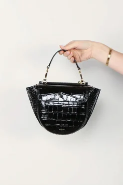 Wandler Tas - Hortensia mini - Black croco
