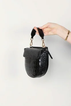 Wandler Tas - Hortensia mini - Black croco
